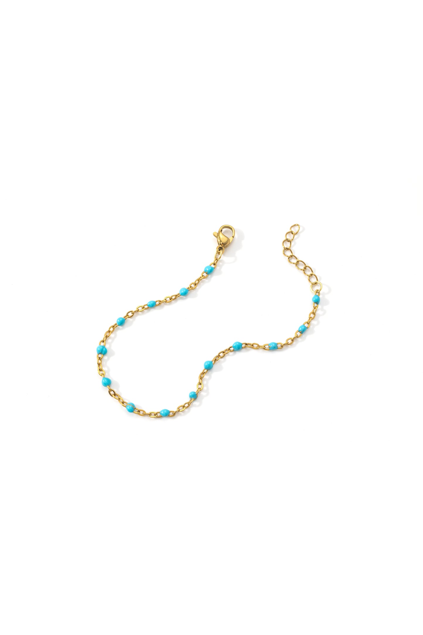 Turquoise Beaded Station Bracelet, flat lay detail