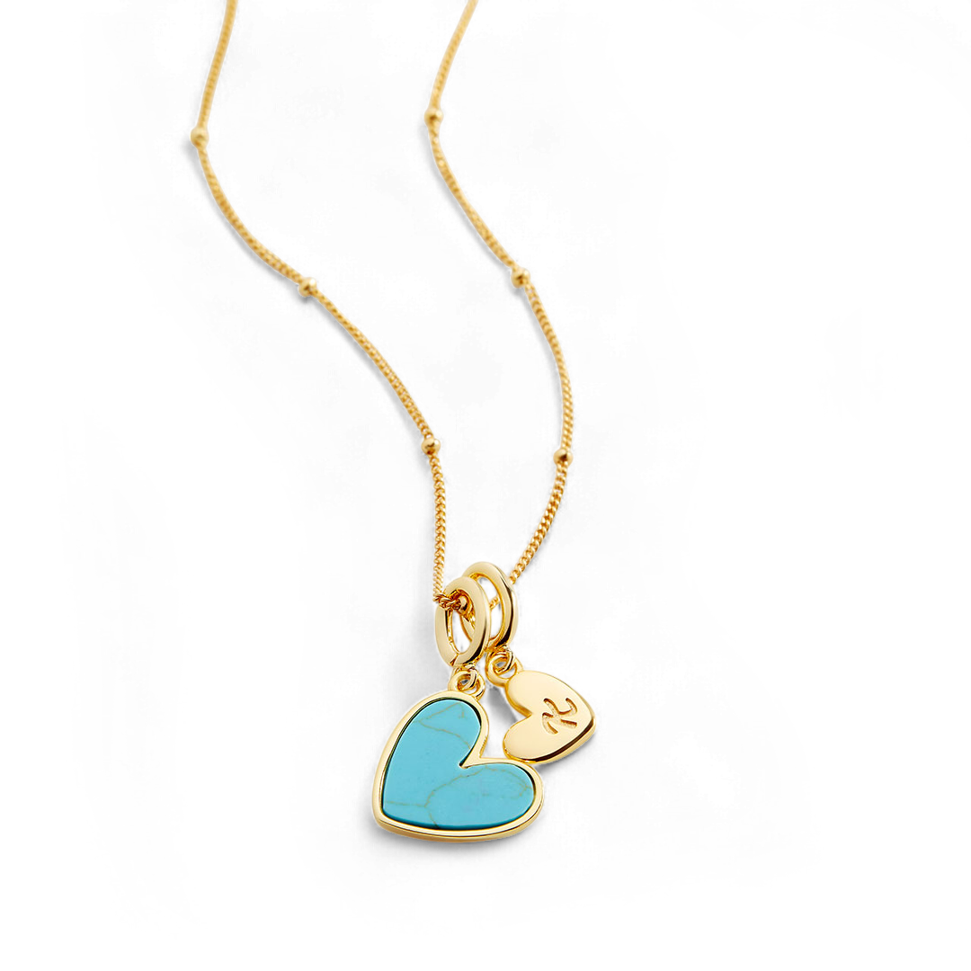 Turquoise Heart Initial Necklace — Vanny Jewels