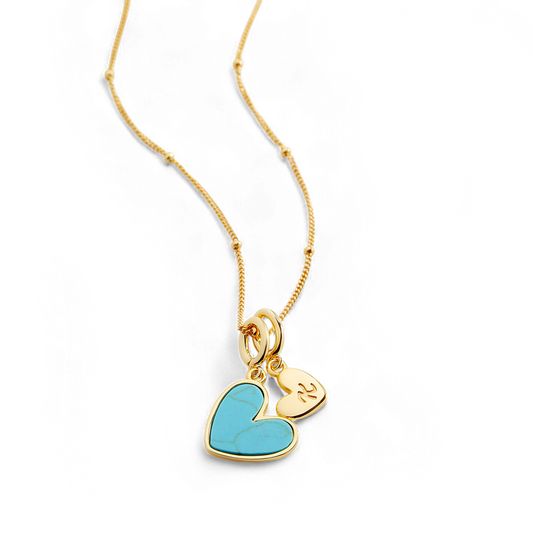 Turquoise Heart Initial Necklace — Vanny Jewels