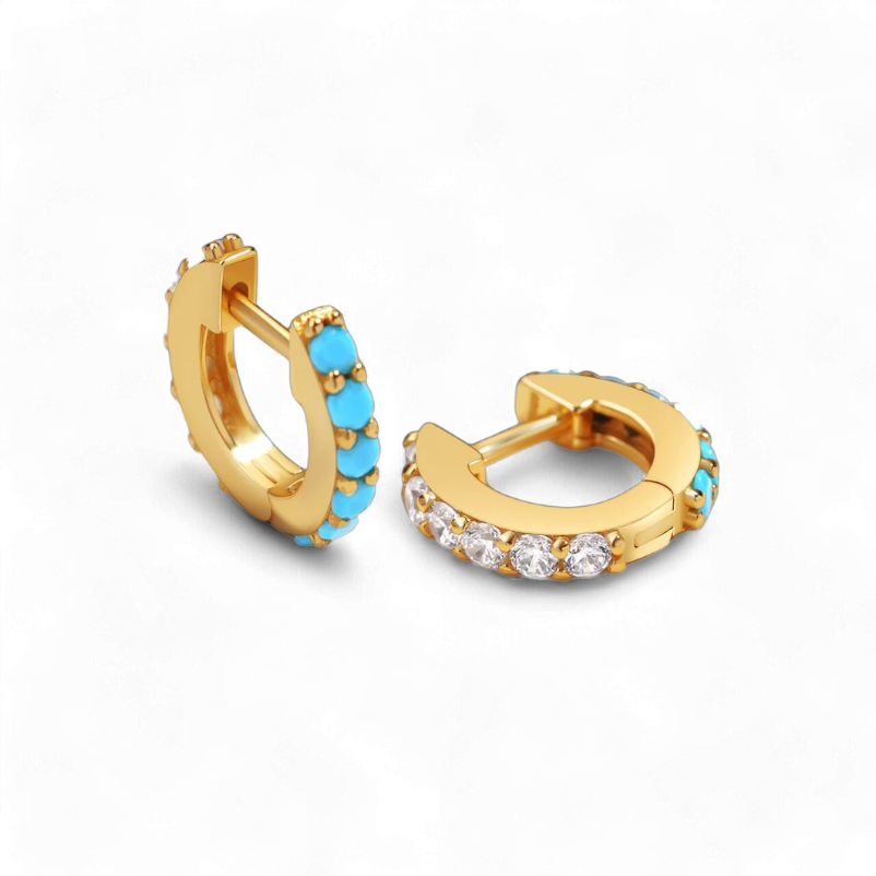 Turquoise Reversible Huggie Hoop Earrings — Vanny Jewels