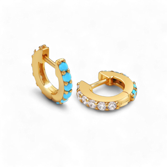 Turquoise Reversible Huggie Hoop Earrings — Vanny Jewels