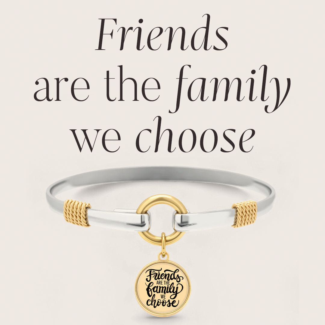 Friends Are The Family We Choose - Gold Background - Two Tone bracelet — Vanny Jewels