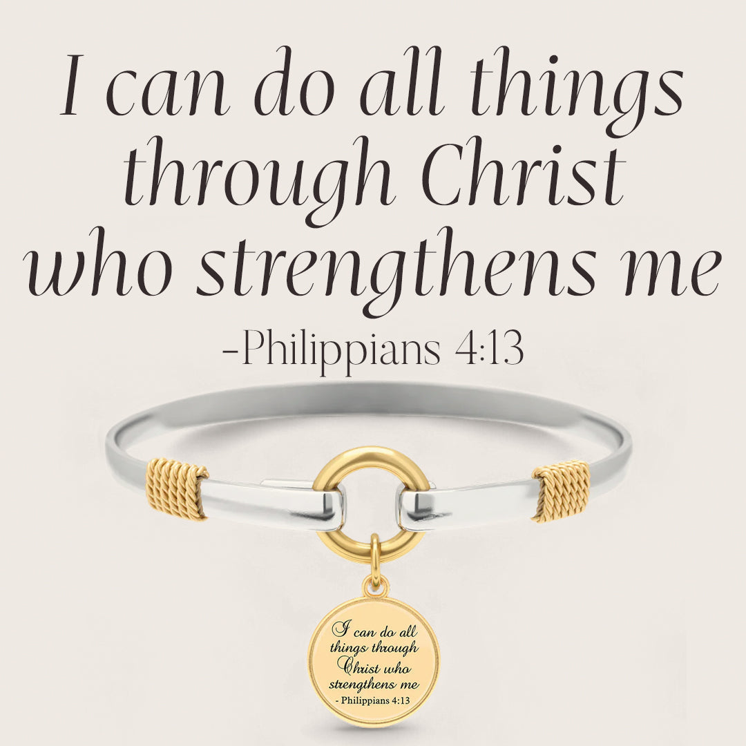 All Things Through Christ - Two-Tone Custom Charm Bracelet in Gold Plated — Vanny Jewels