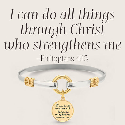 All Things Through Christ - Two-Tone Custom Charm Bracelet in Gold Plated — Vanny Jewels