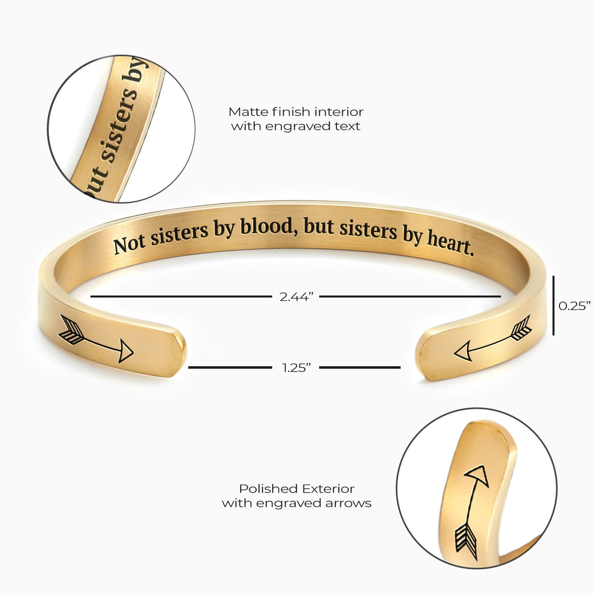 Bracciale a Polsino Non Sorelle di Sangue Ma Sorelle di Cuore