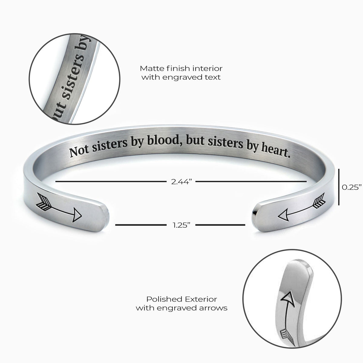 Bracciale a Polsino Non Sorelle di Sangue Ma Sorelle di Cuore