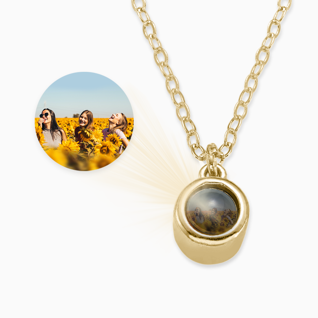 The Classic Photo Necklace in gold tone