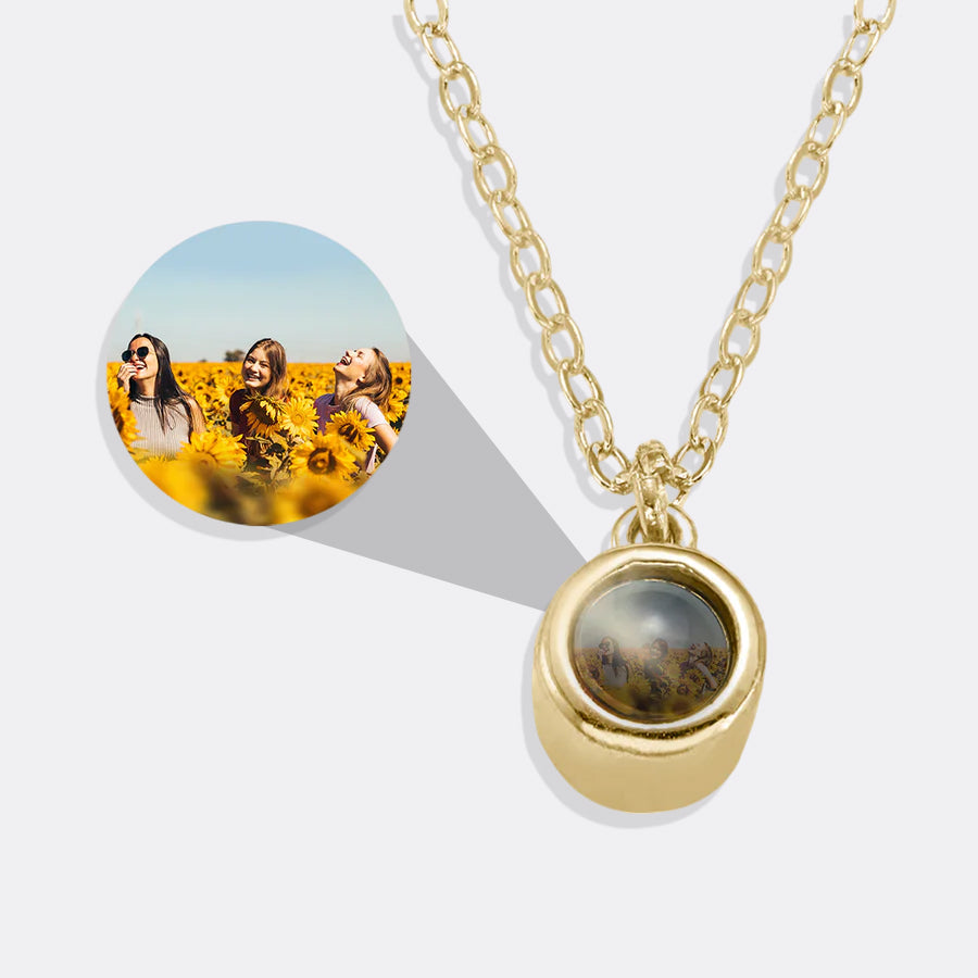 The Classic Photo Necklace in gold tone