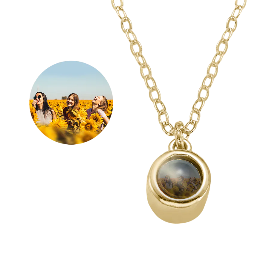 The Classic Photo Necklace in gold tone