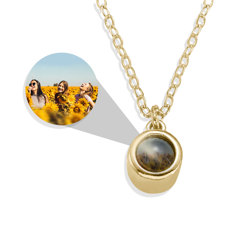 The Classic Photo Necklace in gold tone