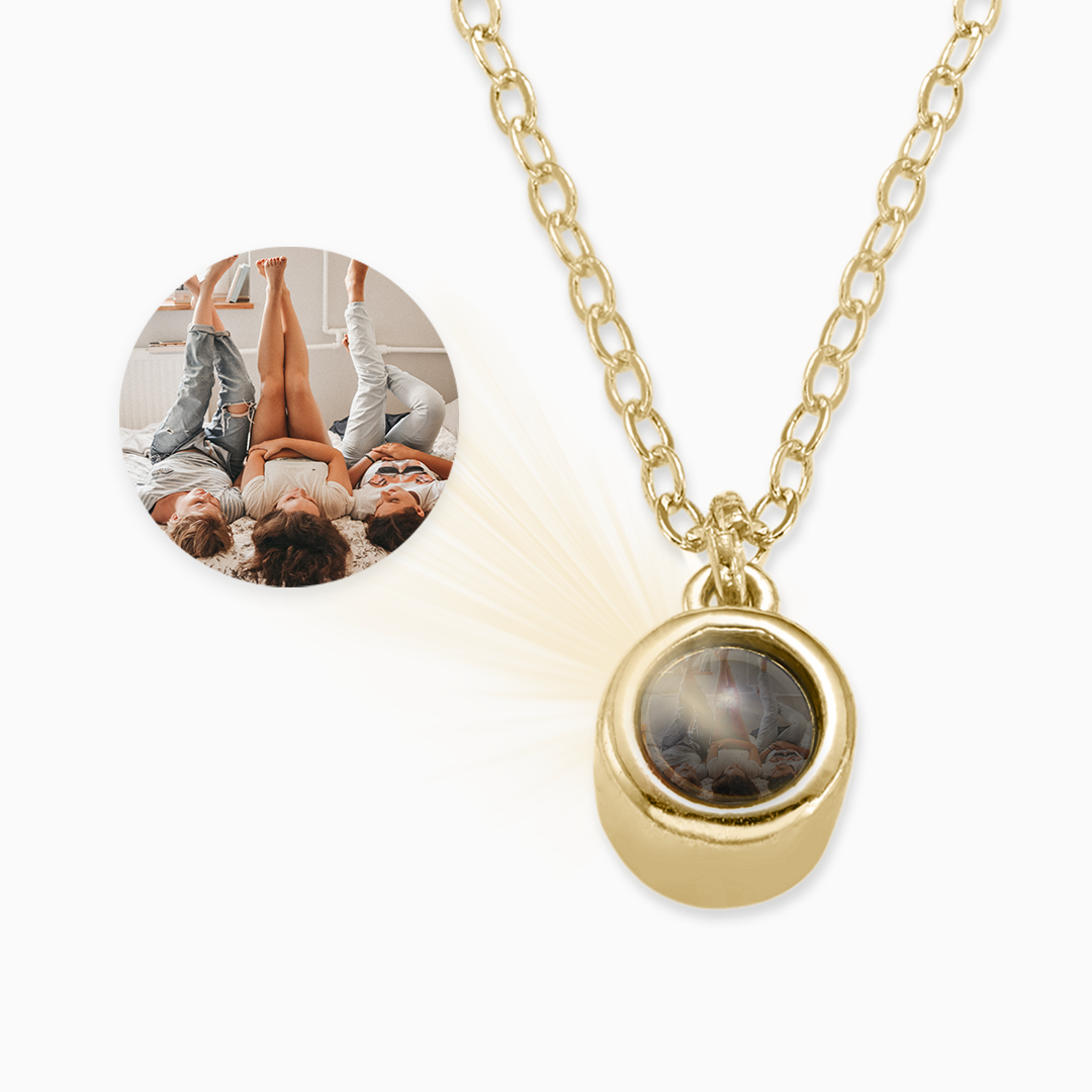 The Classic Photo Necklace in gold tone