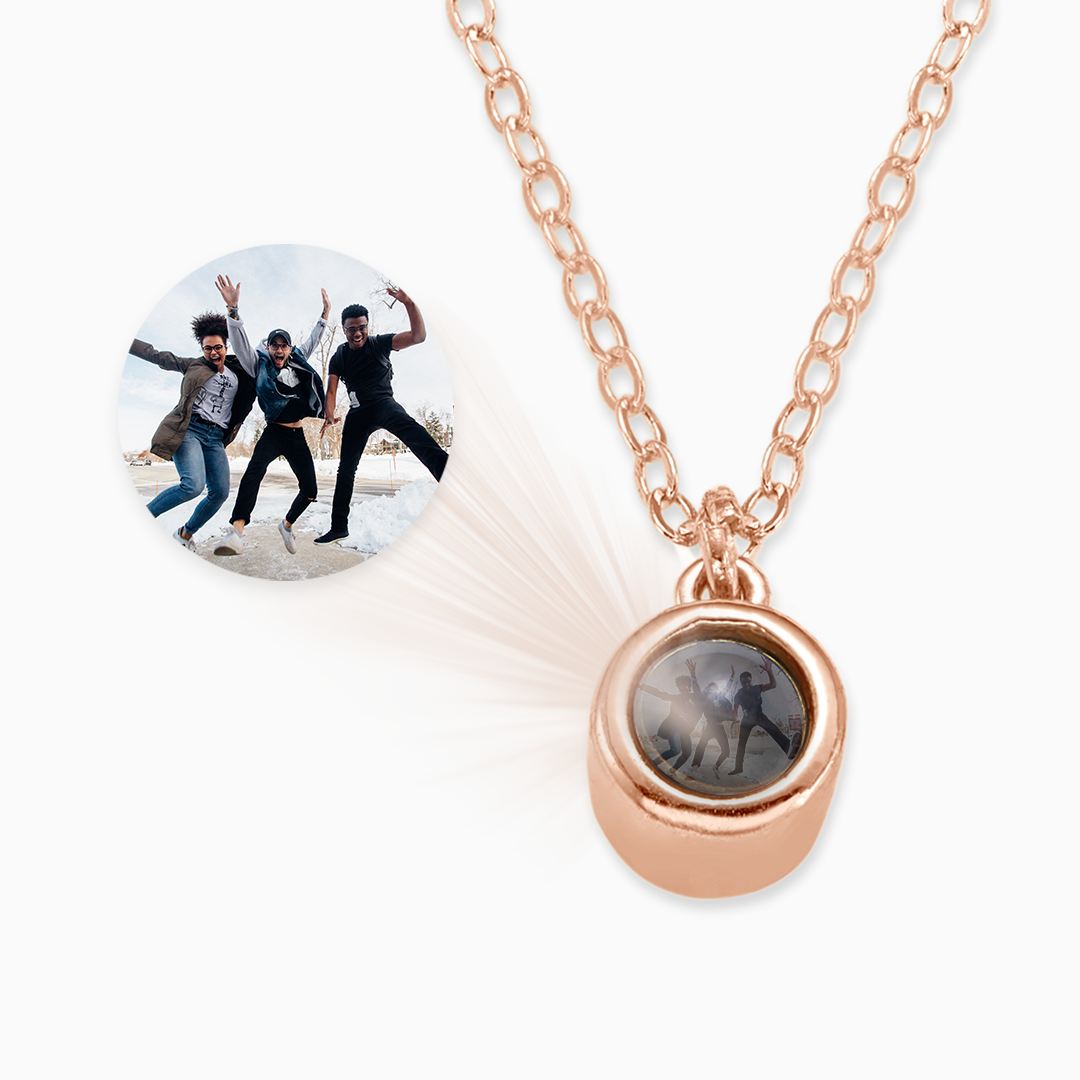 The Classic Photo Necklace in rose gold tone