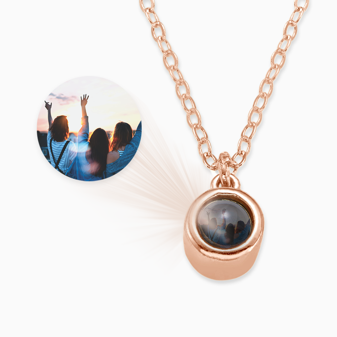 The Classic Photo Necklace in rose gold tone
