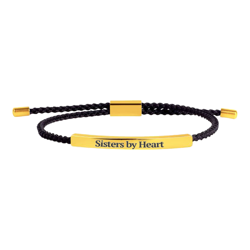 Not Sisters By Blood But Sisters By Heart Inspire Bracelet in gold tone
