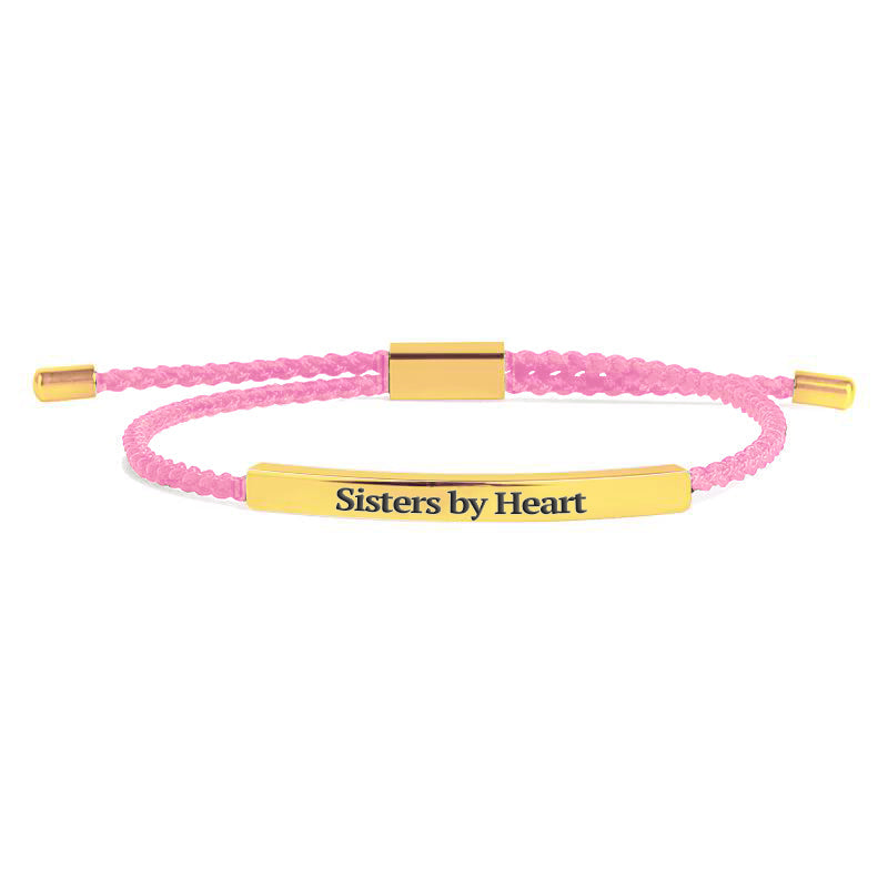 Not Sisters By Blood But Sisters By Heart Inspire Bracelet in gold tone