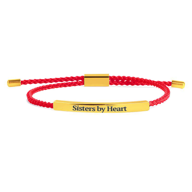 Not Sisters By Blood But Sisters By Heart Inspire Bracelet in gold tone