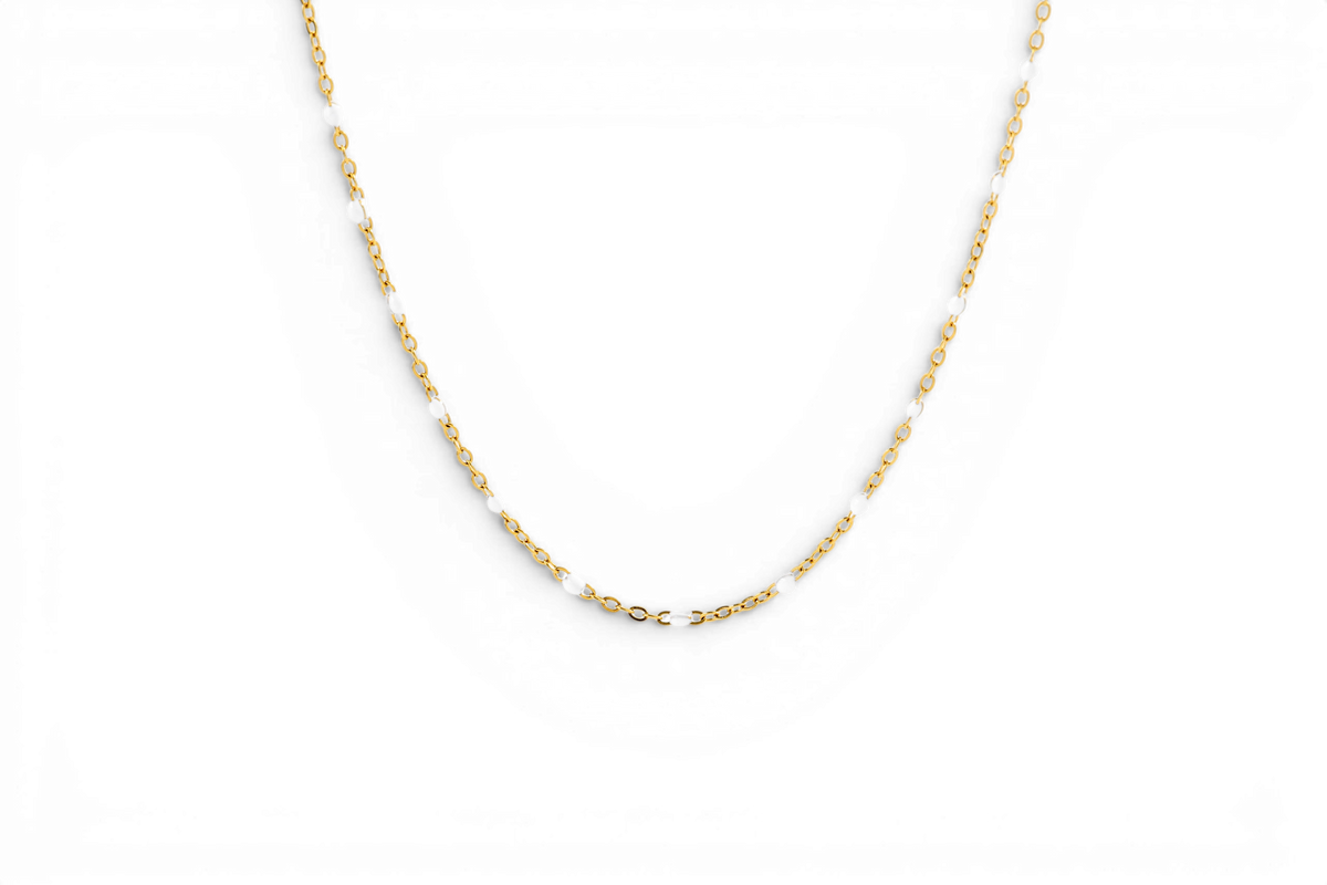 White Beaded Station Necklace — Vanny Jewels