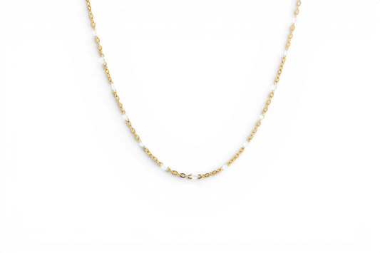 White Beaded Station Necklace — Vanny Jewels