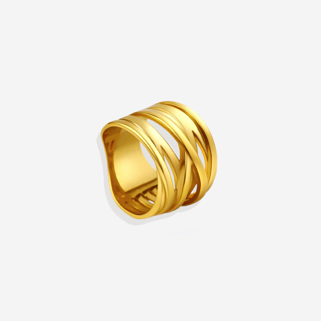 Wire Wrap Statement Ring in gold tone