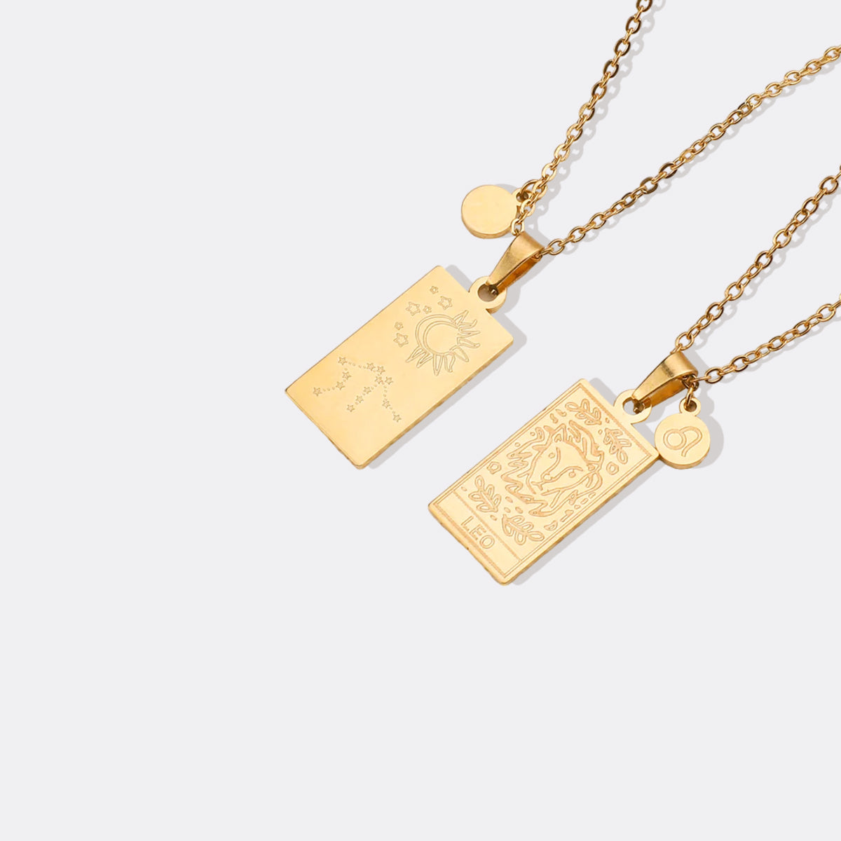 Zodiac Card Necklace in gold tone
