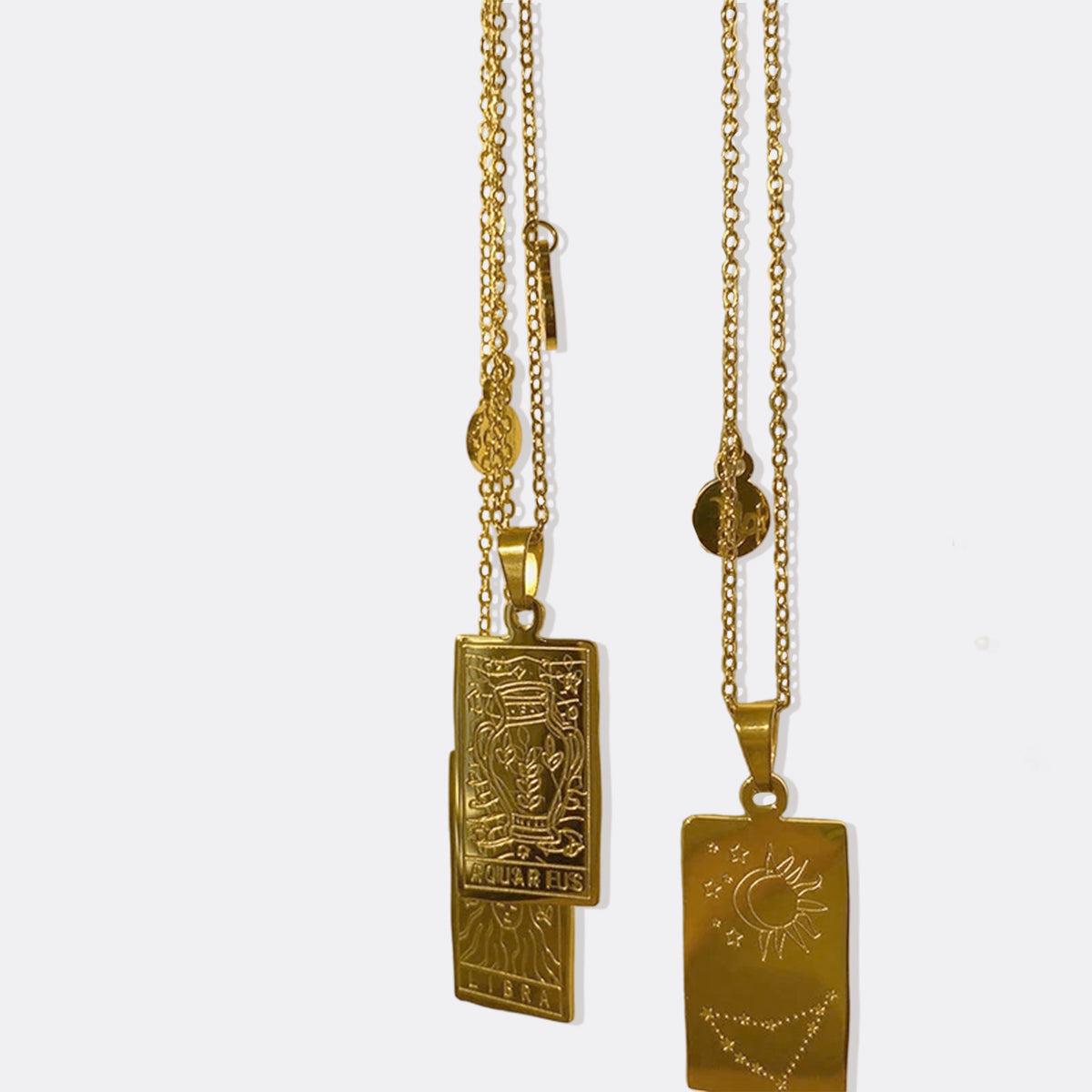 Zodiac Card Necklace in gold tone