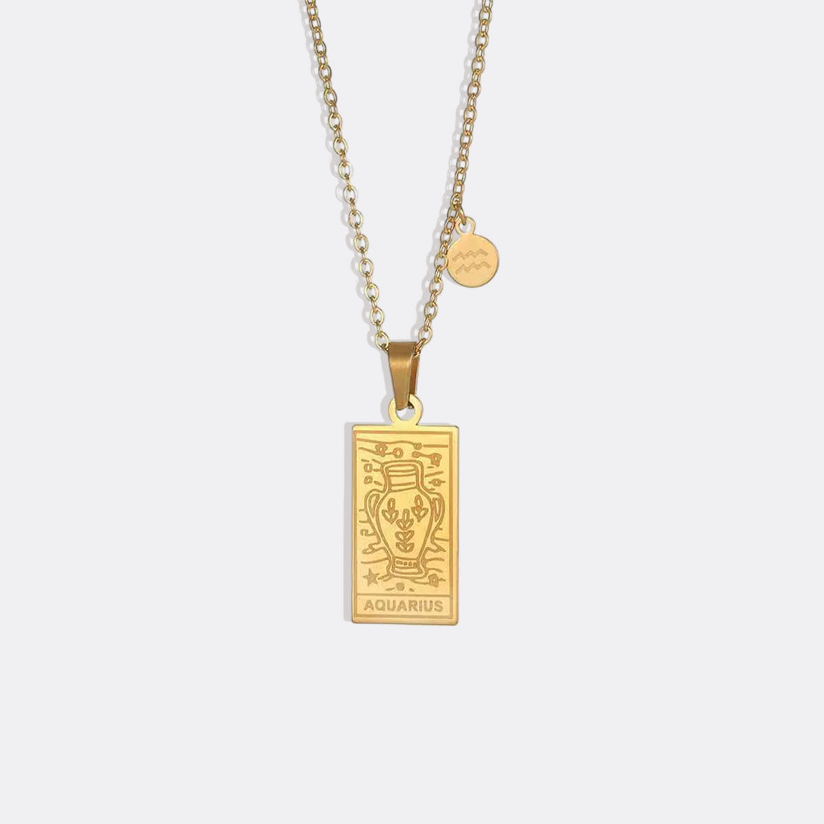 Zodiac Card Necklace in gold tone