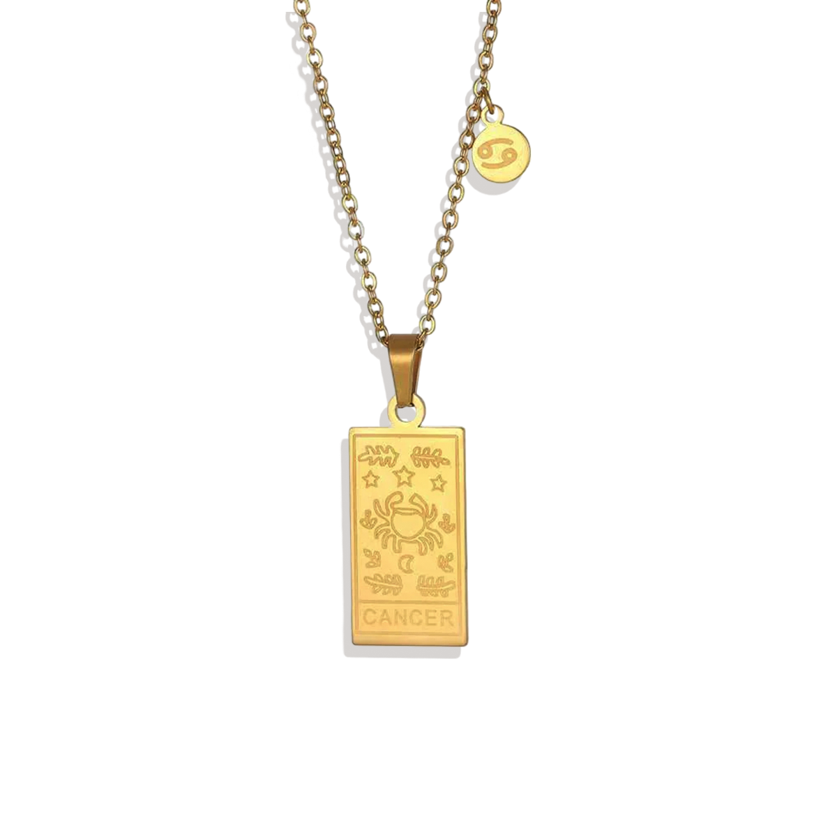 Zodiac Card Necklace in gold tone