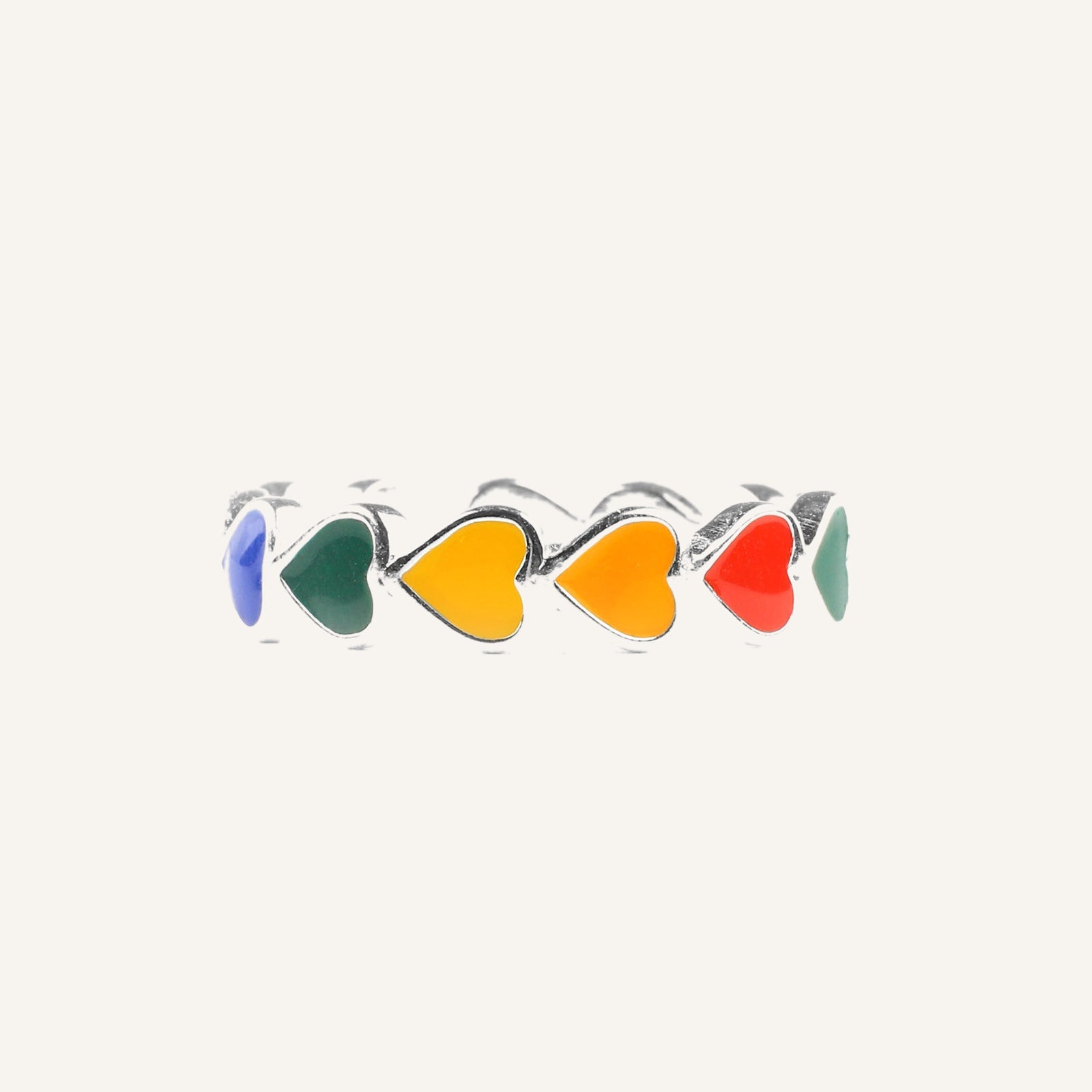 Rainbow Heart Band Ring — Vanny Jewels