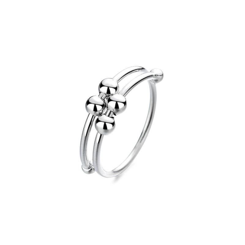 Adjustable Beaded Fidget Ring in 925 sterling silver