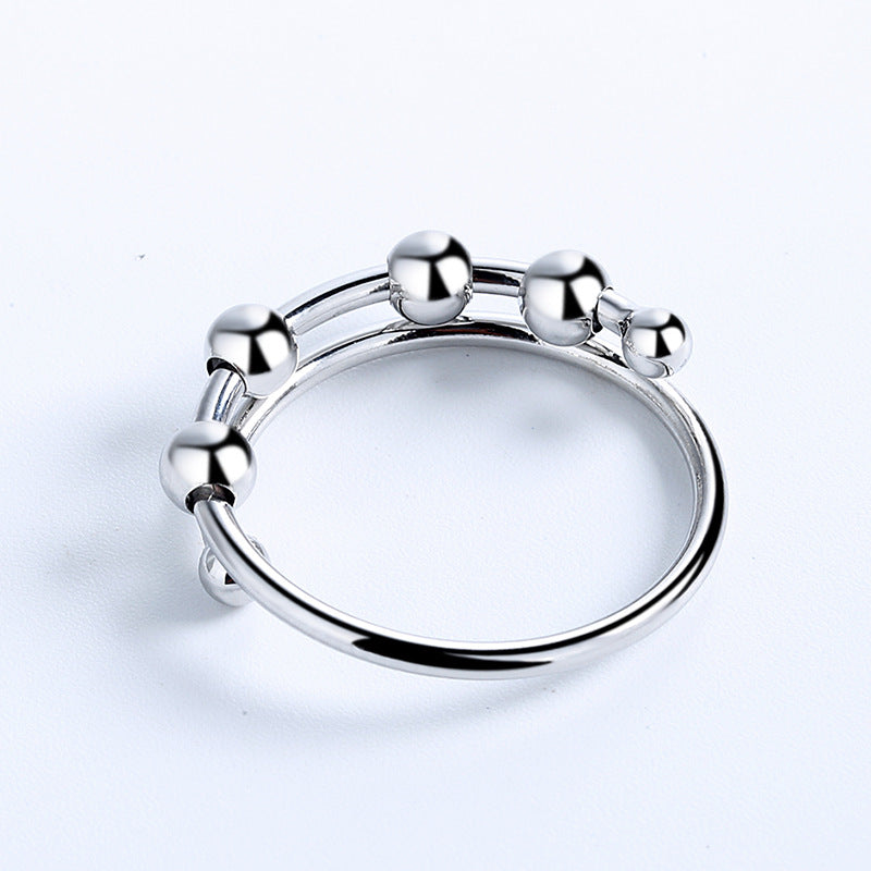 Adjustable Beaded Fidget Ring in 925 sterling silver
