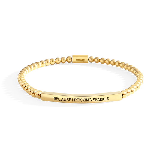 Because I F♡cking Sparkle Gold Beaded Inspire Bracelet — Vanny Jewels
