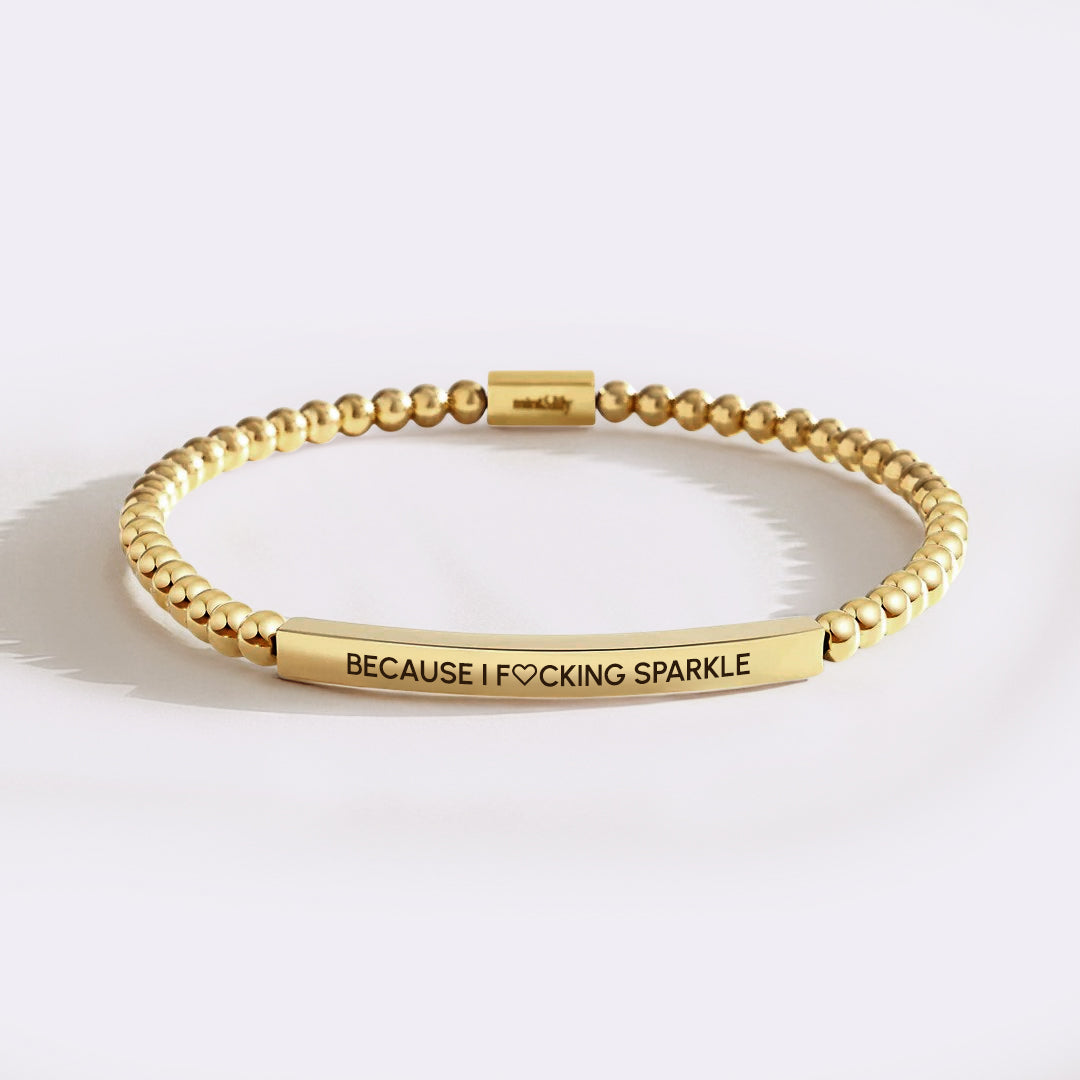 Because I F♡cking Sparkle Goldperlen Armband Inspiriert