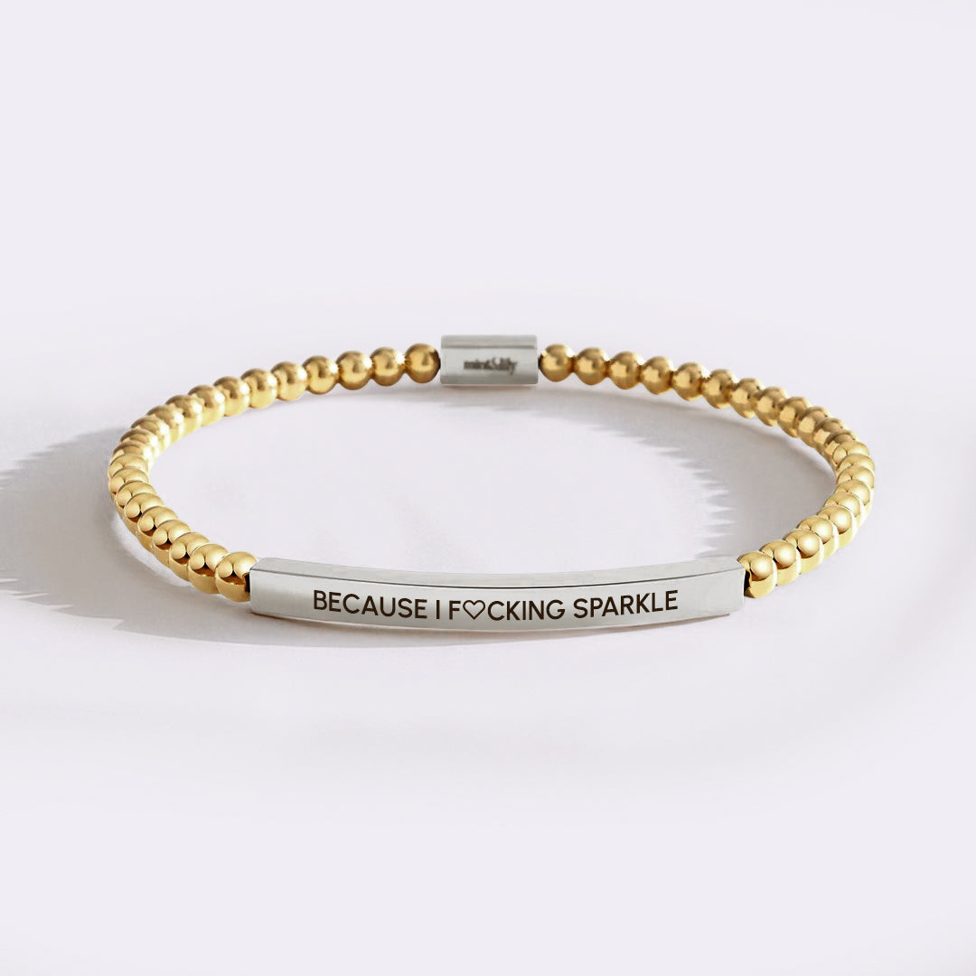 Because I F♡cking Sparkle Goldperlen Armband Inspiriert