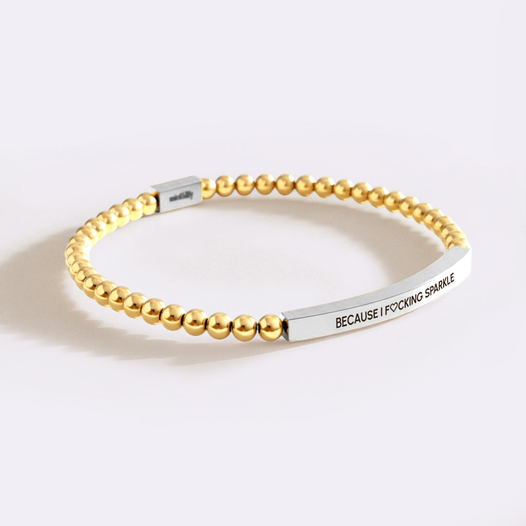 Because I F♡cking Sparkle Goldperlen Armband Inspiriert