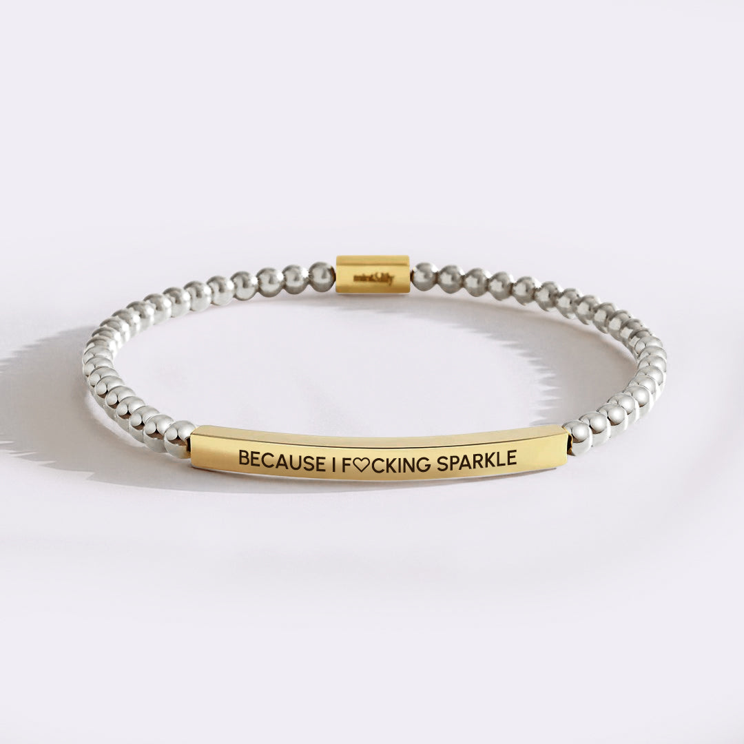 Because I F♡cking Sparkle Goldperlen Armband Inspiriert