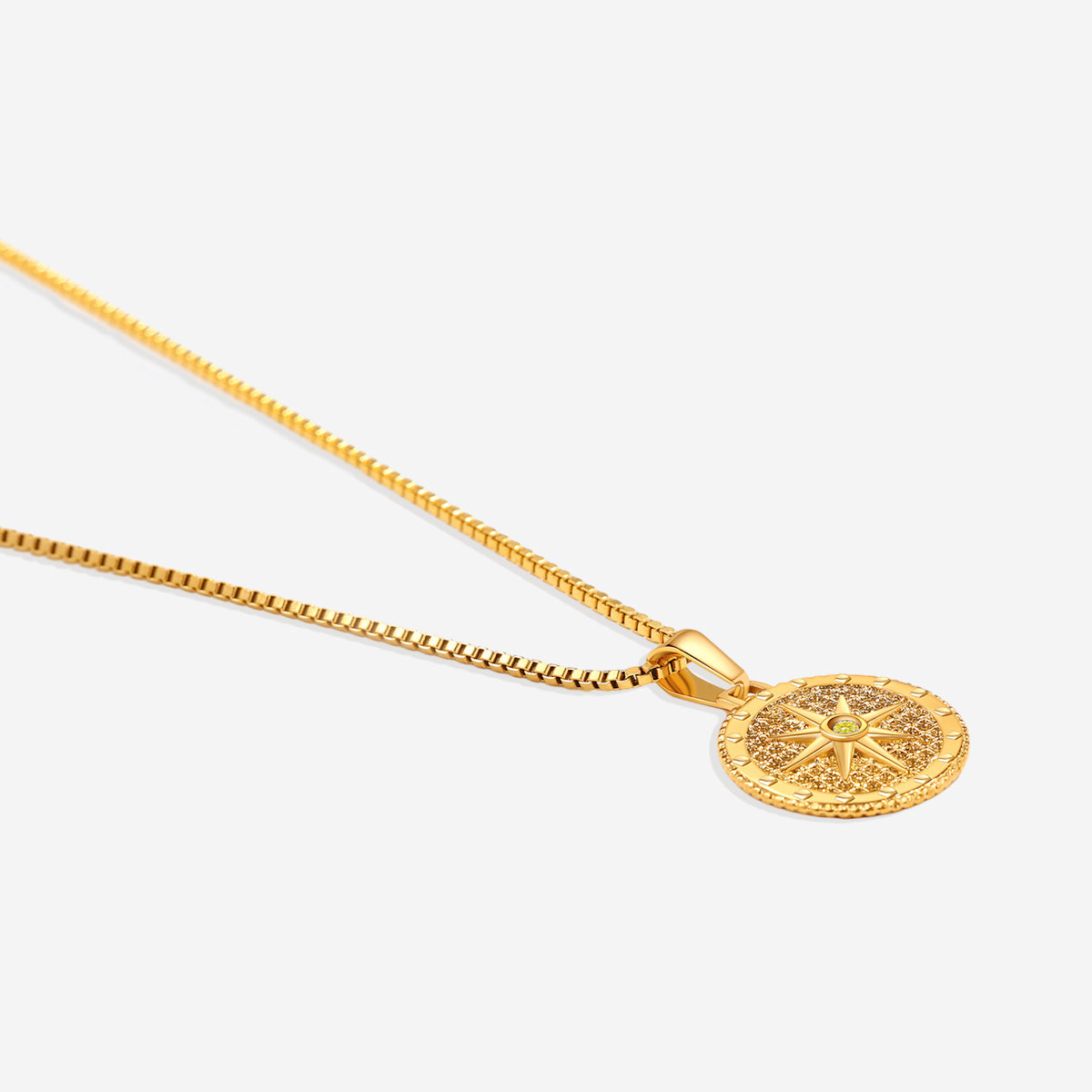 Birthstone Compass Pendant Necklace in gold tone with November birthstone