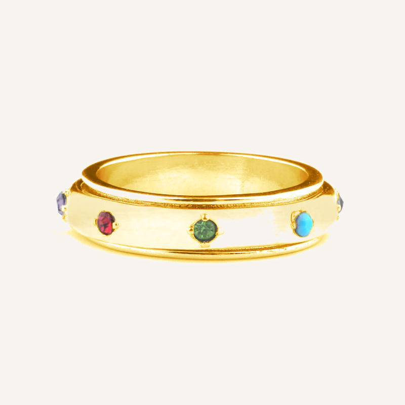 Gemstone Station Fidget Ring — Vanny Jewels