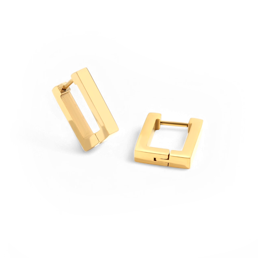 Chunky Square Huggie Earrings — Vanny Jewels