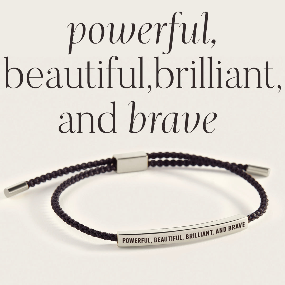 Powerful, Beautiful, Brilliant, and Brave Inspire Bracelet in 925 Sterling Silver — Vanny Jewels