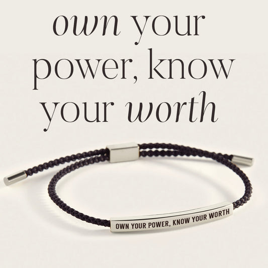 Own Your Power, Know Your Worth Inspire Bracelet in 925 Sterling Silver — Vanny Jewels