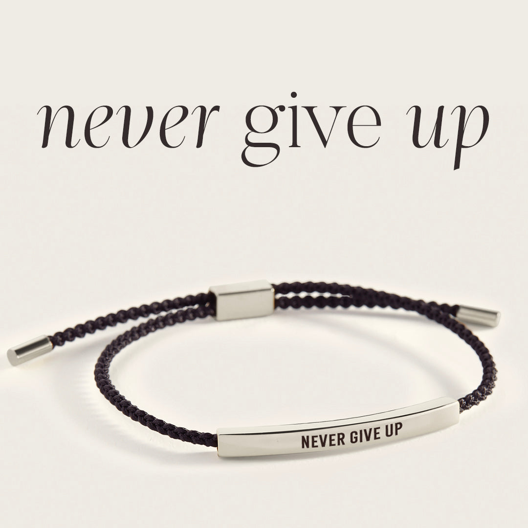 Never Give Up Inspire Bracelet in 925 Sterling Silver — Vanny Jewels