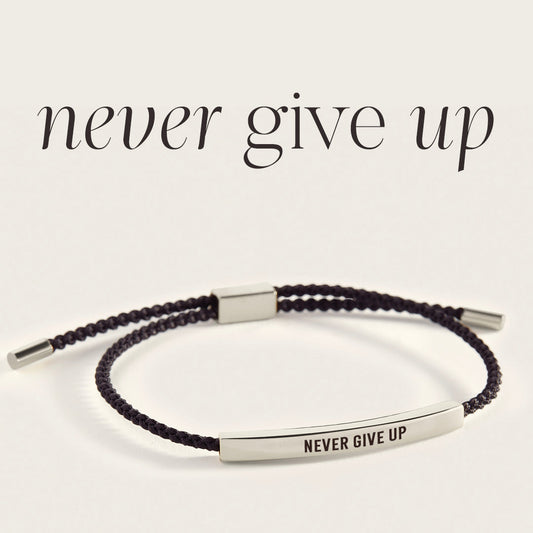 Never Give Up Inspire Bracelet in 925 Sterling Silver — Vanny Jewels