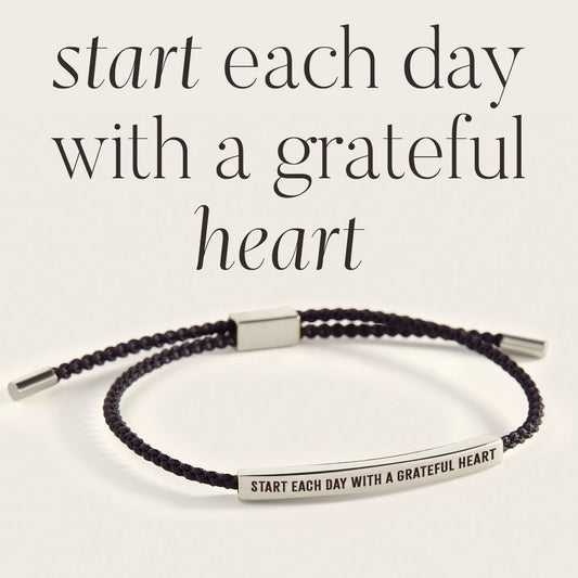 Start Each Day With A Greatful Heart Inspire Bracelet in 925 Sterling Silver — Vanny Jewels
