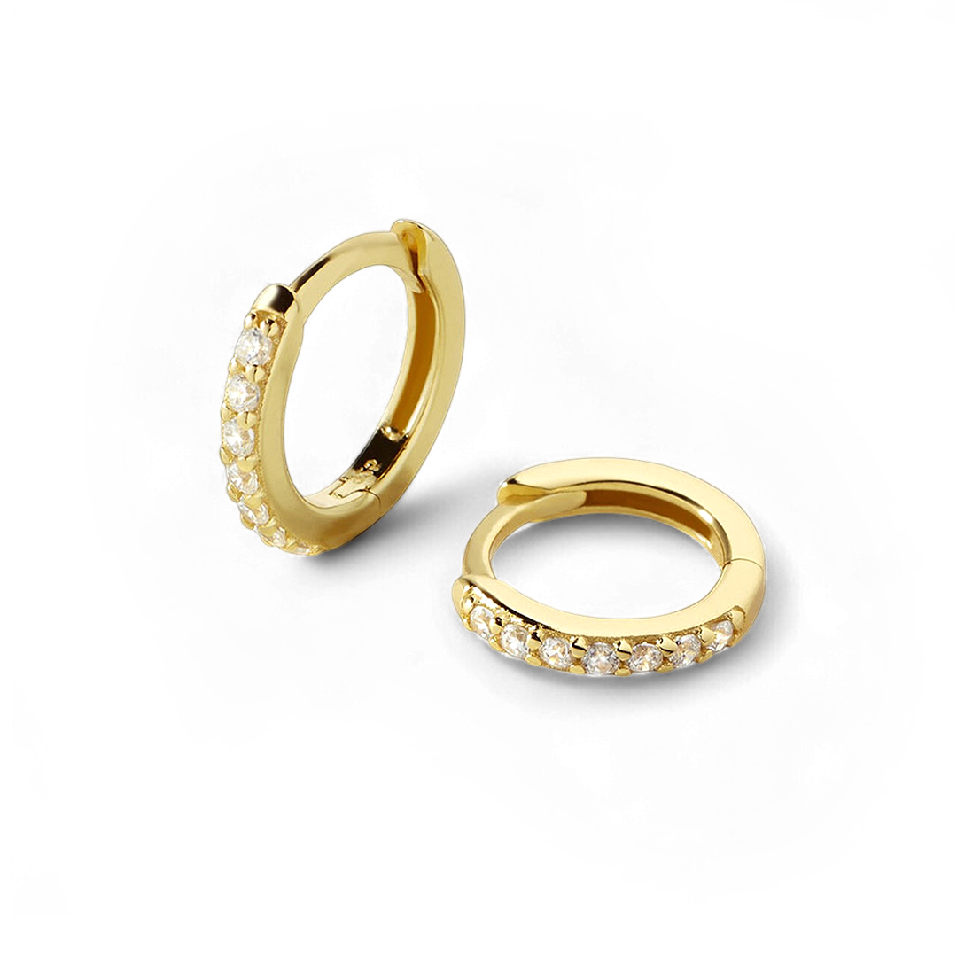 Pave Huggie Hoop Earrings in 925 Sterling Silver — Vanny Jewels