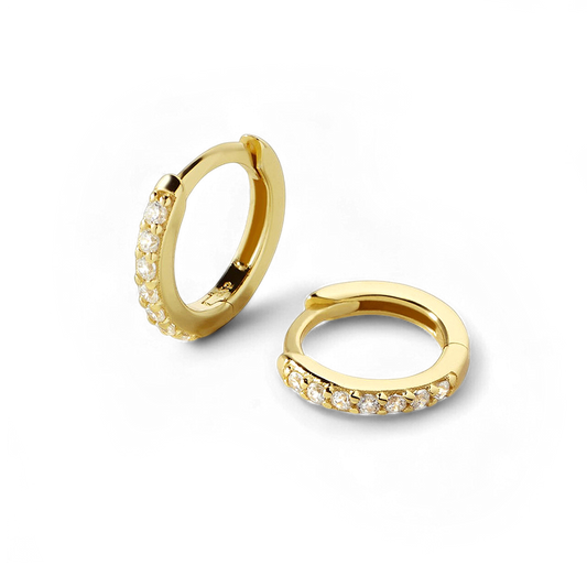Pave Huggie Hoop Earrings in 925 Sterling Silver — Vanny Jewels