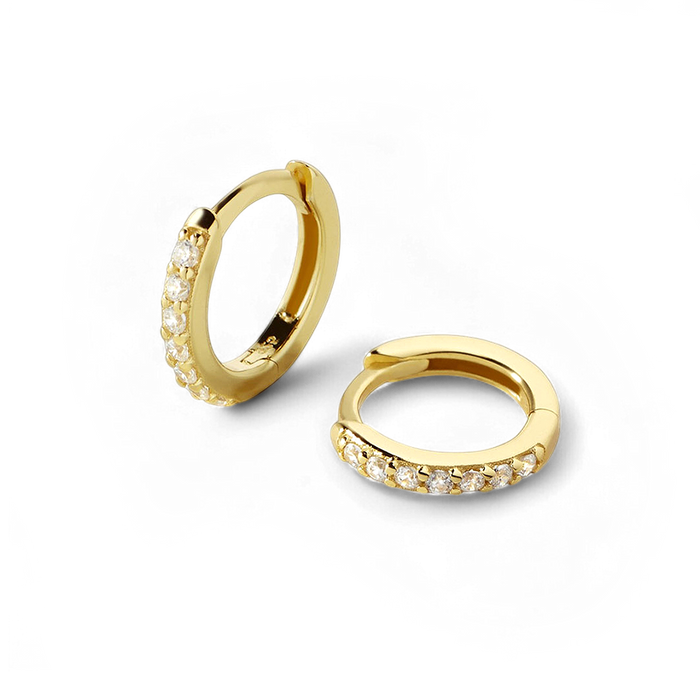Pave Huggie Hoop Earrings in 925 Sterling Silver — Vanny Jewels