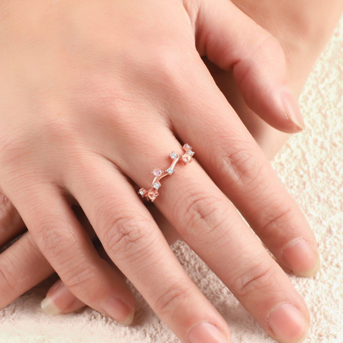Moonstone Constellation Band in rose gold tone