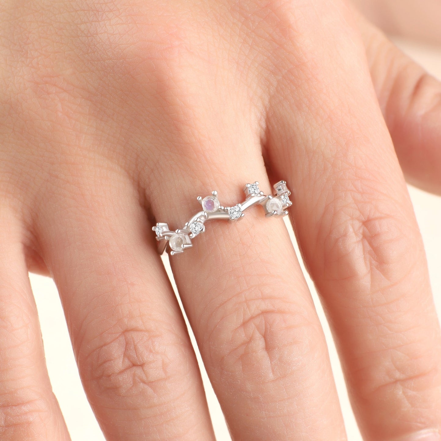 Moonstone Constellation Band in 925 sterling silver