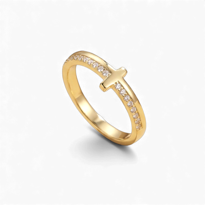 Let God Be In Control Golden Cross Ring — Vanny Jewels