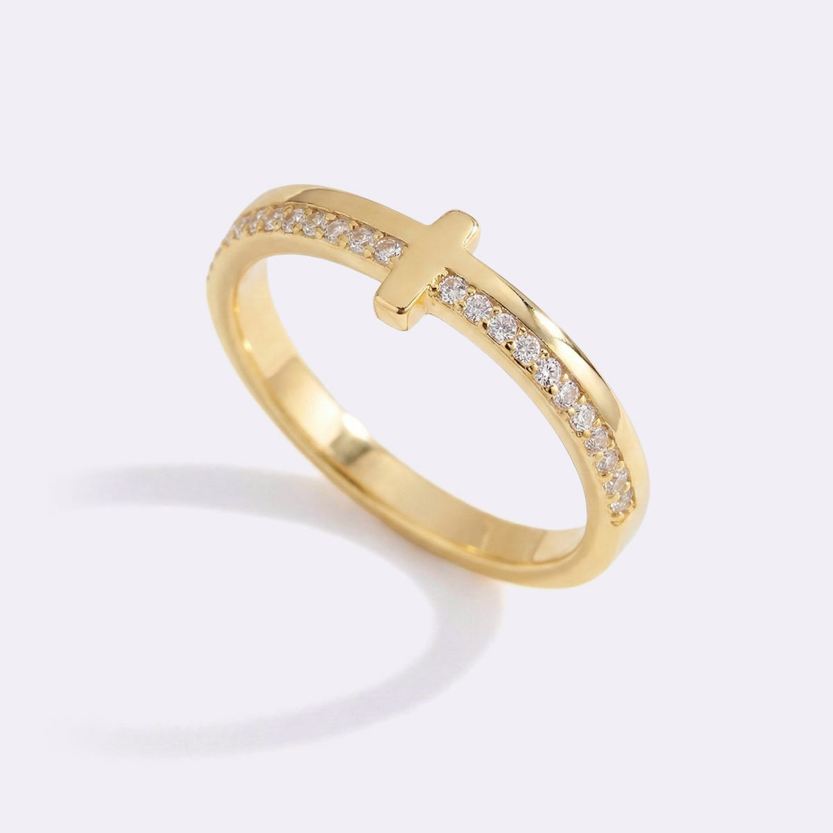 Lass Gott die Kontrolle haben Goldenes Kreuz Ring